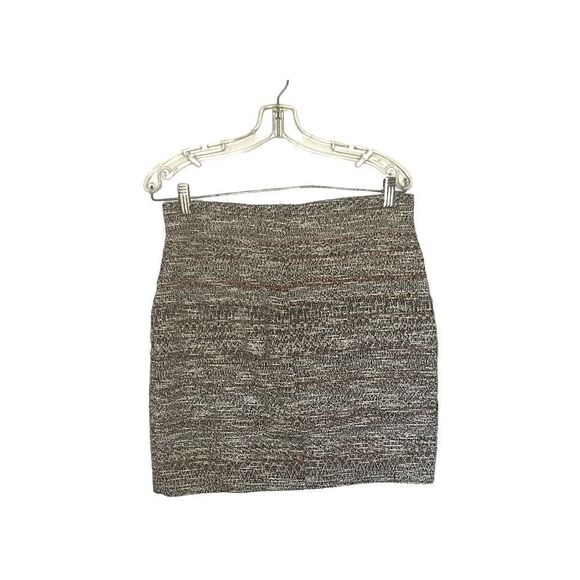 VINTAGE bodycon mini skirt stretchy boucle black red white tweed size L - Picture 3 of 7